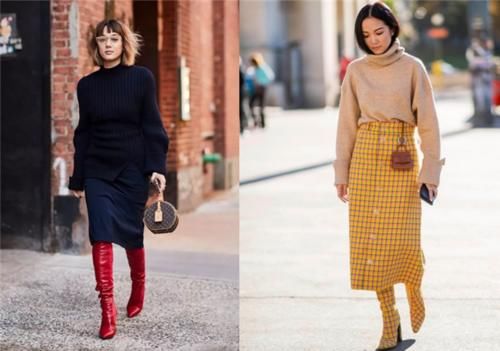 小姐姐 今秋流行“长裙+长靴”，“不露踝”的时髦搭配，太适合老寒腿了