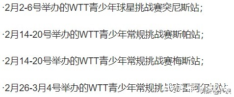 国际赛事|2月份乒乓赛事预告：总共5战国际赛事，世乒赛名单选拔正式开启