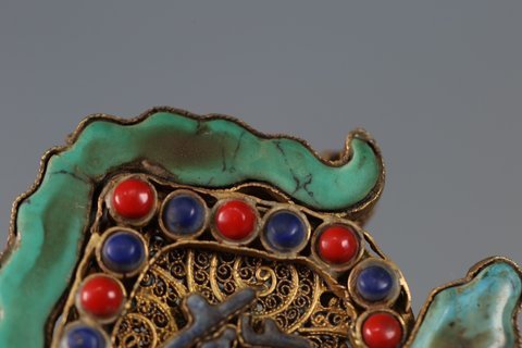 金花丝&清 福禄斋戒牌、金器,金花丝斋戒挂佩