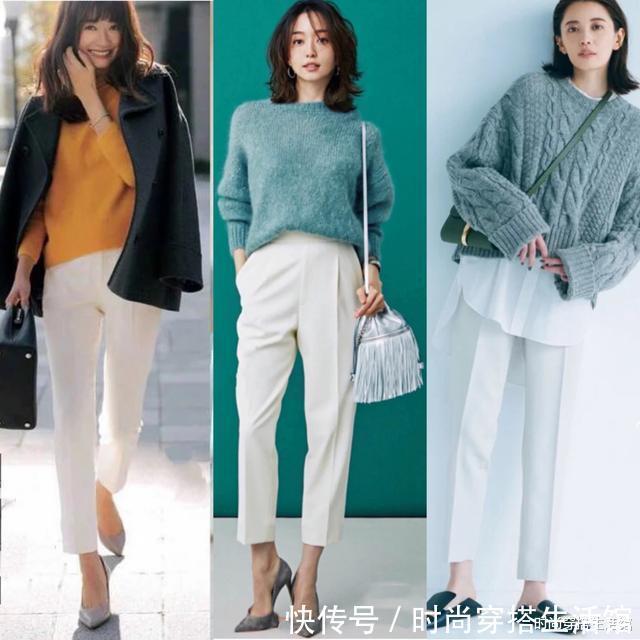 宽松|突然发现,白裤子又火起来了,时尚保暖又显瘦,冬天照着穿就对了