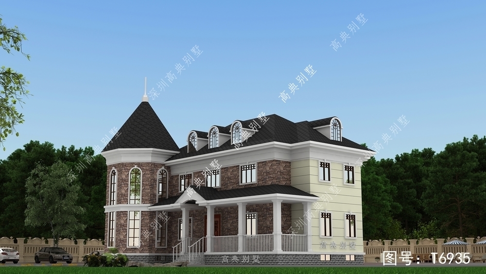 老虎窗|两层农村别墅，外观设计非常漂亮，带有老虎窗俏丽可爱。