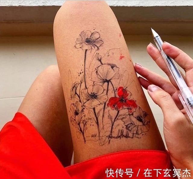 兰达·哈达丁|性感女画家在大腿上作画，引无数宅男疯狂膜拜