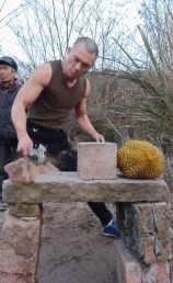 |搞笑GIF趣图徒手开榴莲,非专业人士不要模仿!