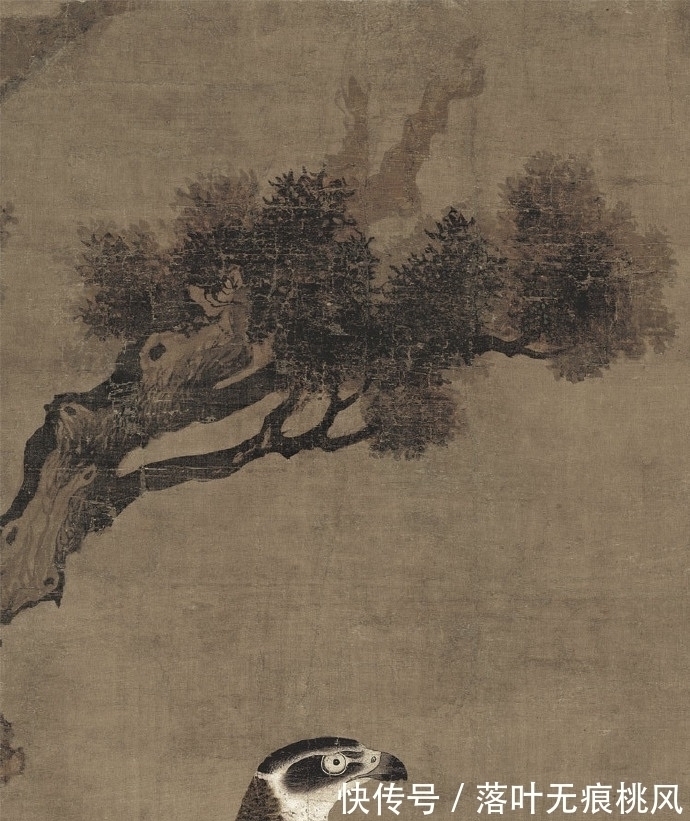 作品&650年前的《柏鹰图》,用笔工细有特色,是古代国画的代表作品
