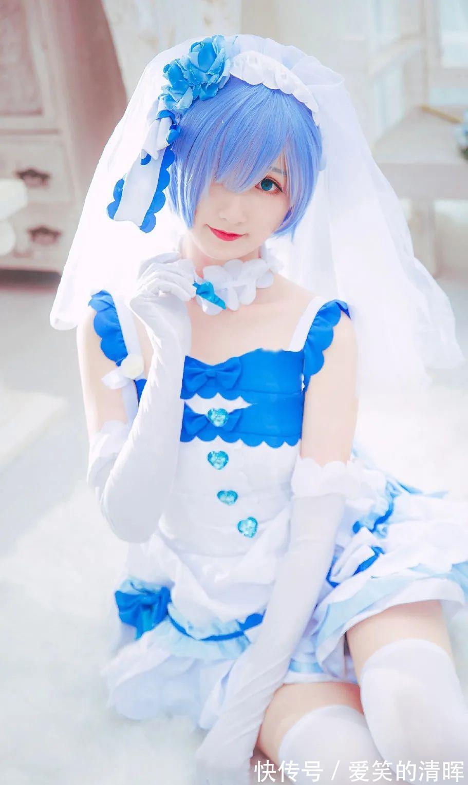 雪华|cos：纯白婚纱蕾姆cos正片＠纸牌儿
