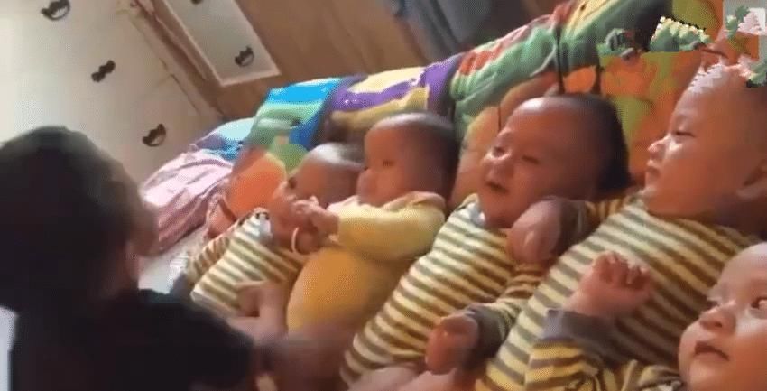稀罕|面对家里的五胞胎，哥哥不知道“稀罕”谁好，挨个亲也亲不过来！