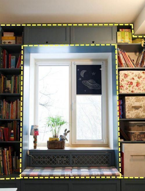 储物柜|飘窗不用砸，直接打一圈柜子，凹下去30公分做个卡座，太聪明