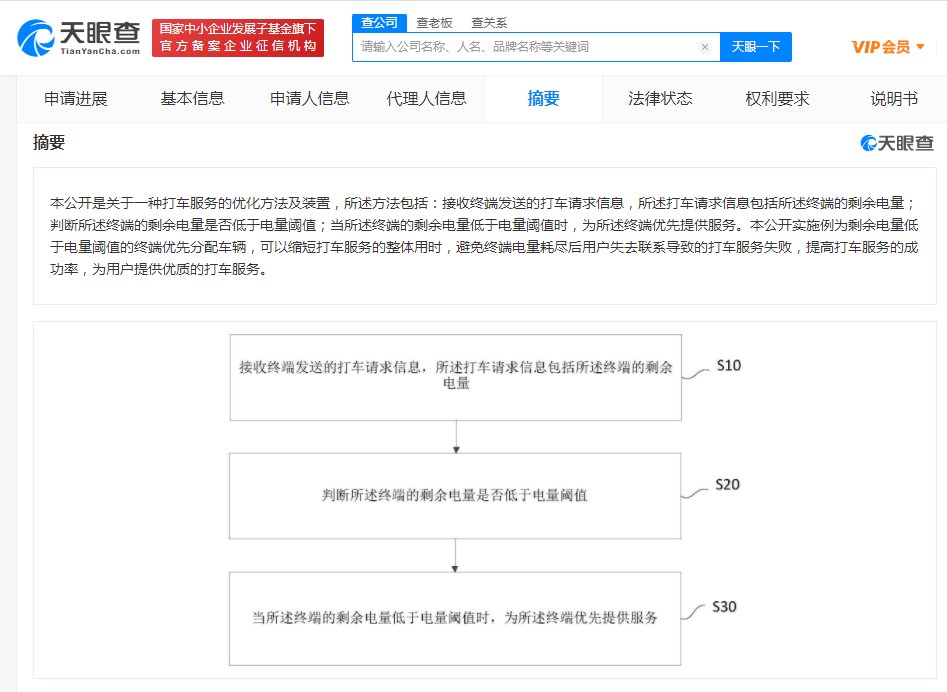 小米打车|小米打车新专利：可优先分配低电量用户