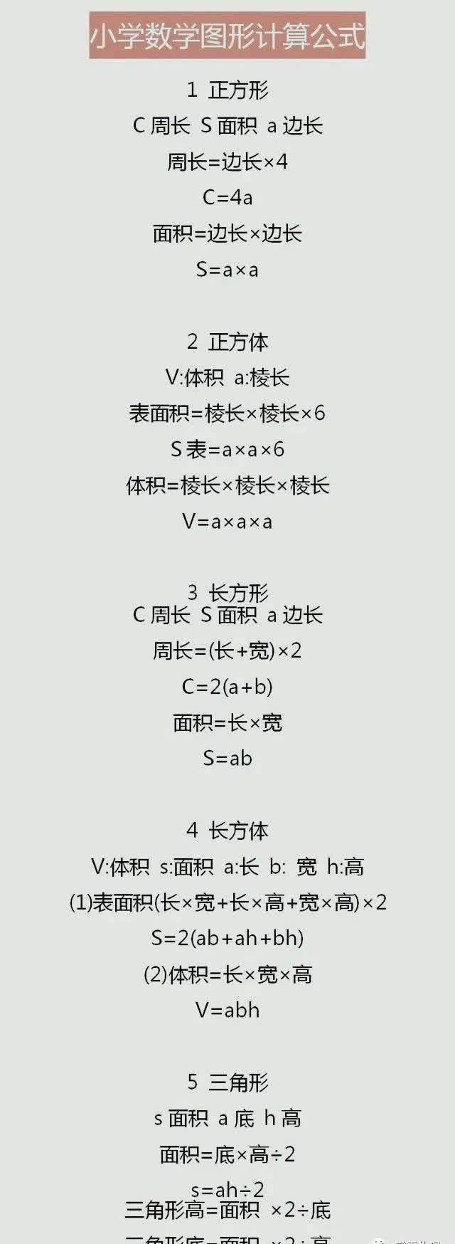 1-9年级数学公式汇总大全，再不为孩子收藏就晚了！