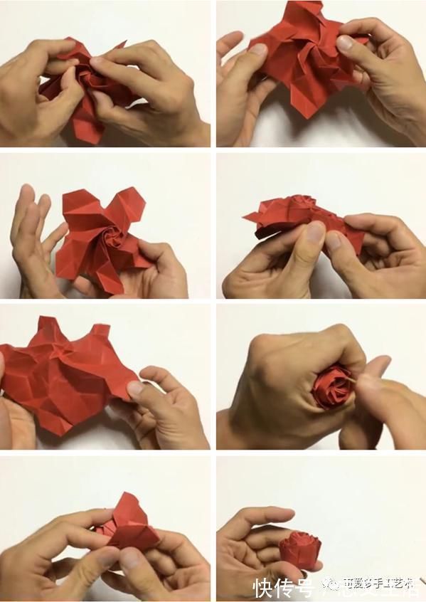 一张纸就能折的玫瑰，放几枝在家中，人见人夸！