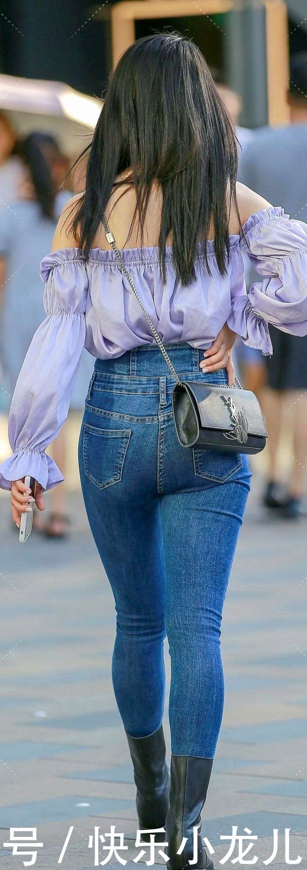 牛仔裤|紫色泡泡装搭配牛仔裤,浑身散发着心动的味道!