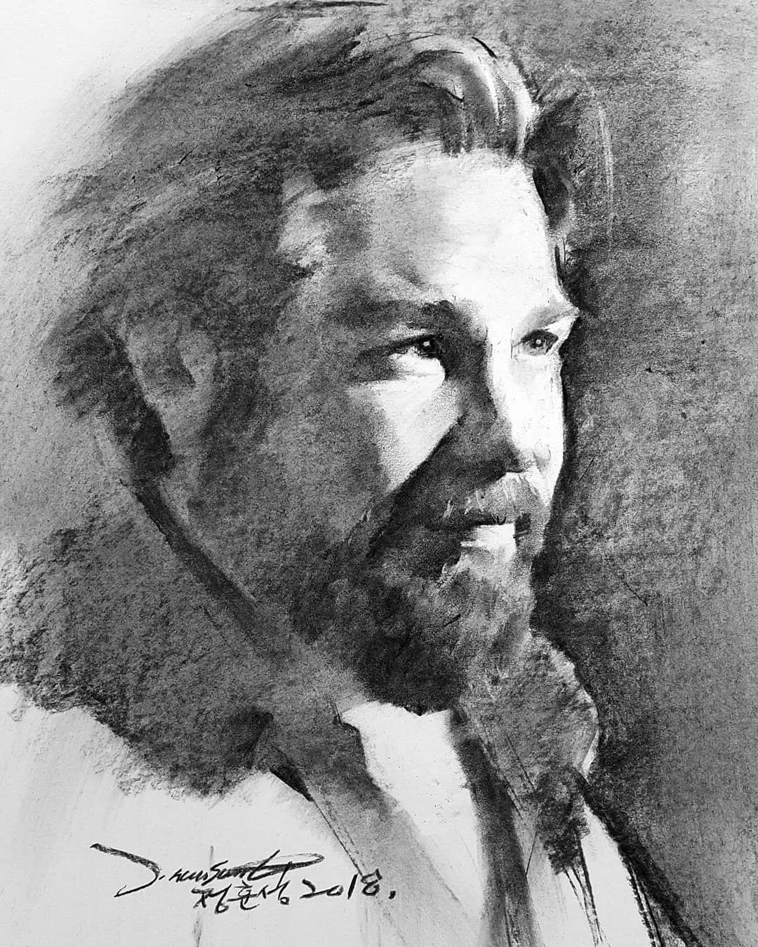 小孩童$画皮画骨难画魂,他用木炭条把肖像画活了