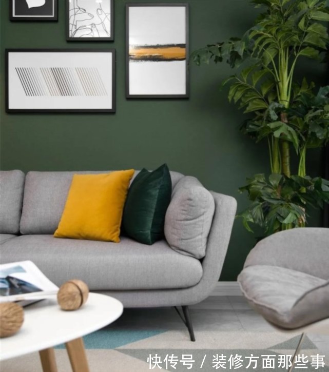 客厅|68㎡复古风二居室大黄大绿又不俗气,氛围感十足反而