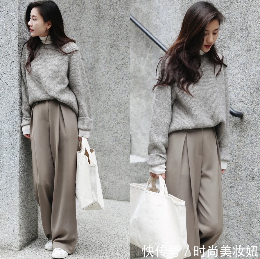 通身 “针织衫+阔腿裤”更有气质,借鉴这4种穿搭术,穿出高级时尚感