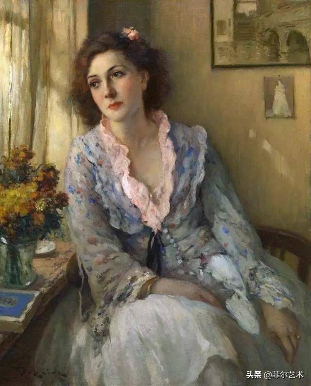艺术家|艺术家弗尔南·图森特古典油画中的女人，精致高雅，飘逸风流
