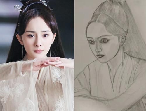 花千骨@当美术生爱上画明星,鞠婧祎的脸太搞笑,最后一张是绘画高手