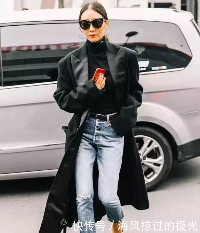 外套|外套穿搭经典的黑色外套,秋冬怎么穿才能气质不沉闷!