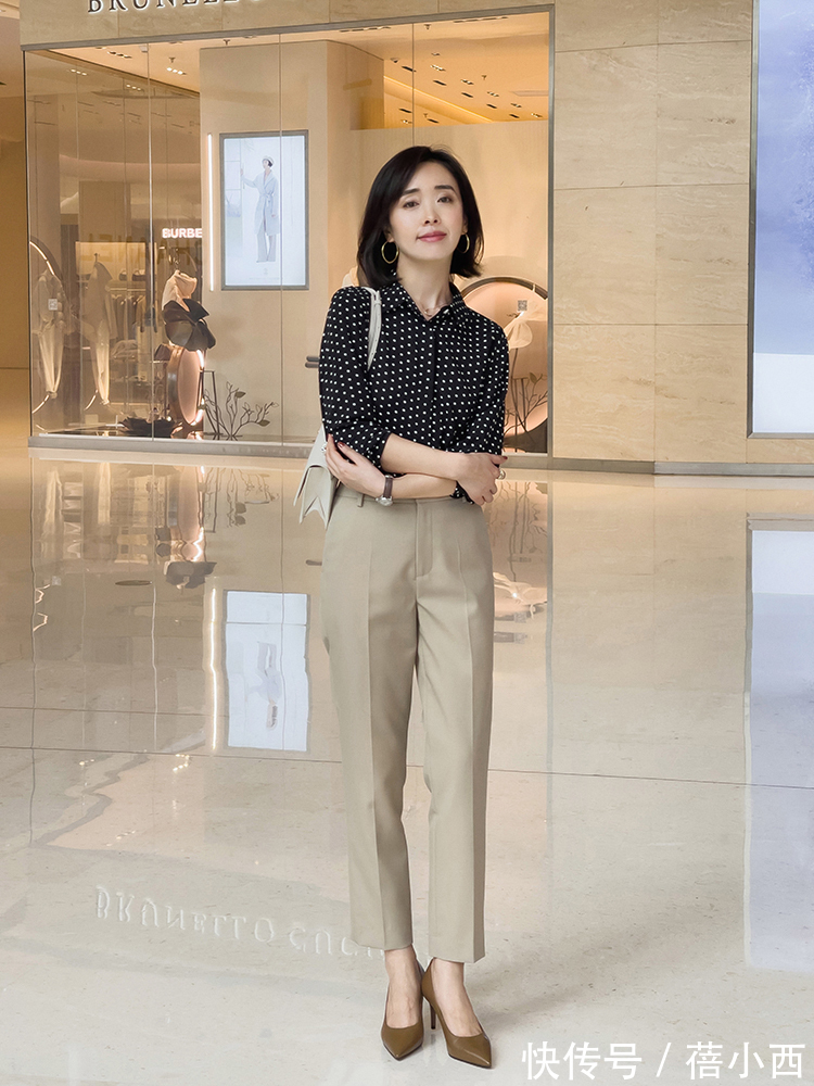 波点|职场女性多备“衬衫”,搭配阔腿裤、九分裤、半身裙,时髦又优雅