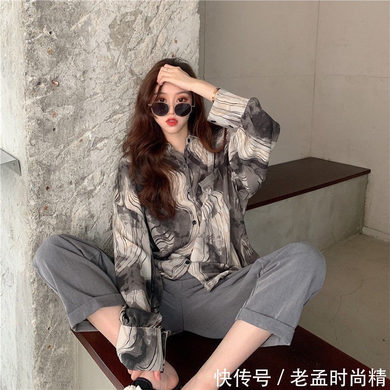 色系 秋季港风长袖衬衫,复古拽姐风情,让人心动的瞬间