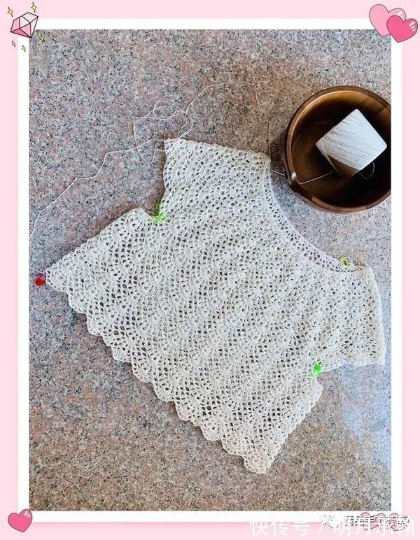 cm|一款从上往下钩简单“扇子花”简单A版小白裙教程,时尚美丽!