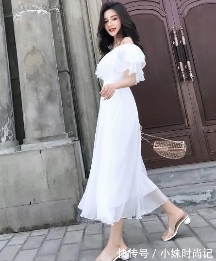 收腰|时尚穿搭,一字肩尽显收腰显瘦