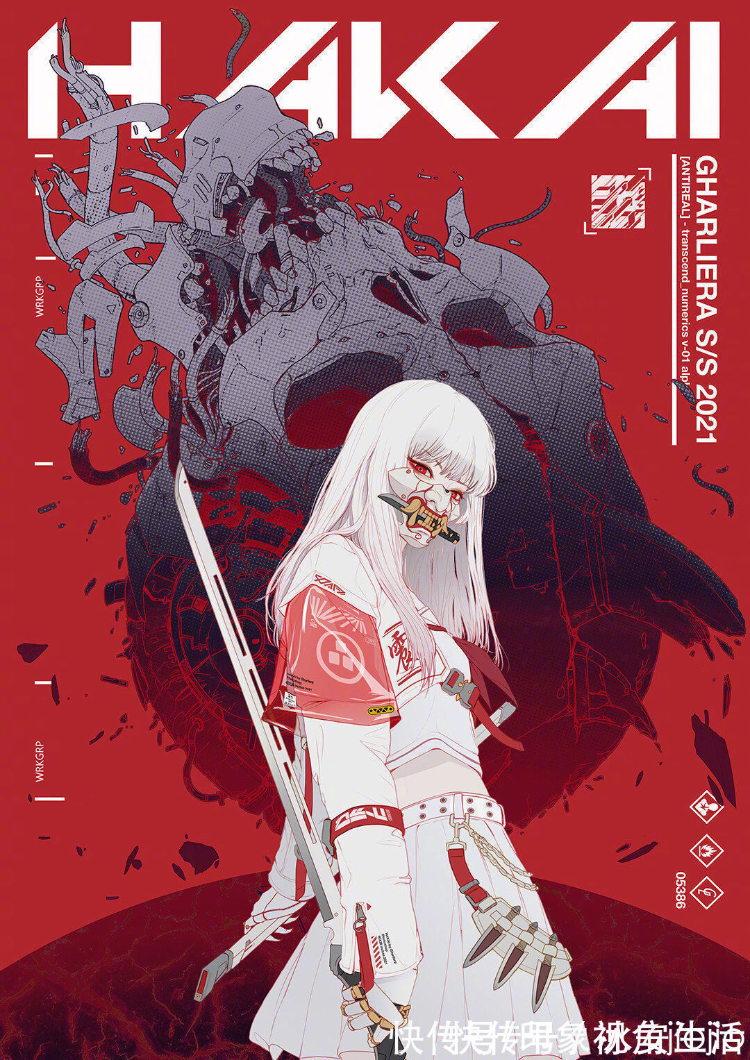 插画作品#又美又飒的赛博朋克少女插画,角色绘制充满了想象力