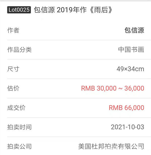 中国画！画家包信源——美国杜邦（新加坡站）拍卖成交