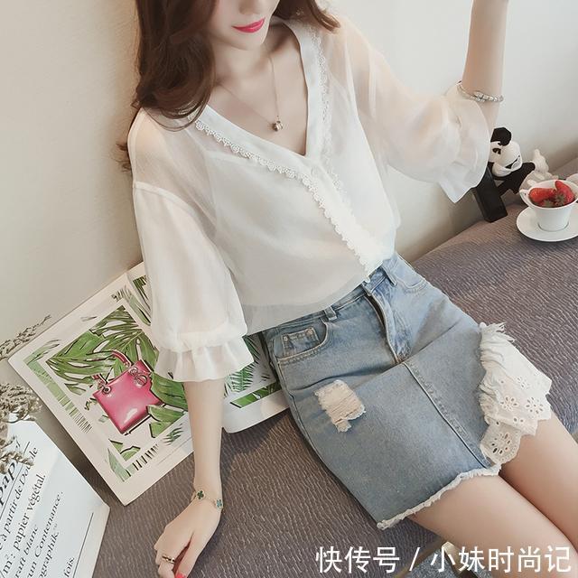 雪纺衫 今年最流行的v领雪纺衫+短裤+短裙穿搭,真的太美了