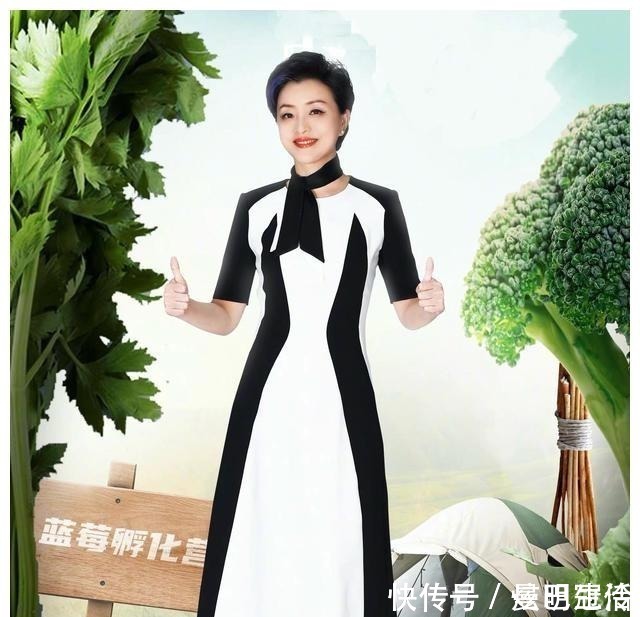 撞色|52岁杨澜保养得真好,黑白撞色连衣裙简约知性,蓝发挑染添俏皮