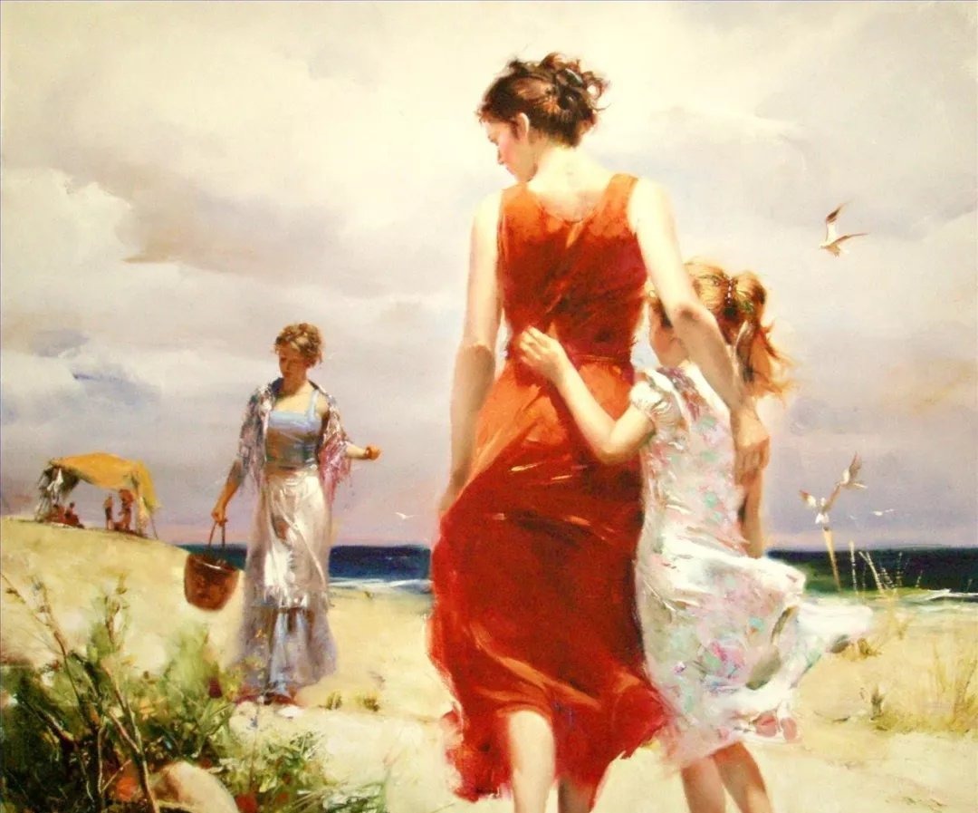 人物#皮诺德埃尼的油画人物，色彩斑斓，动静结合，光彩照人