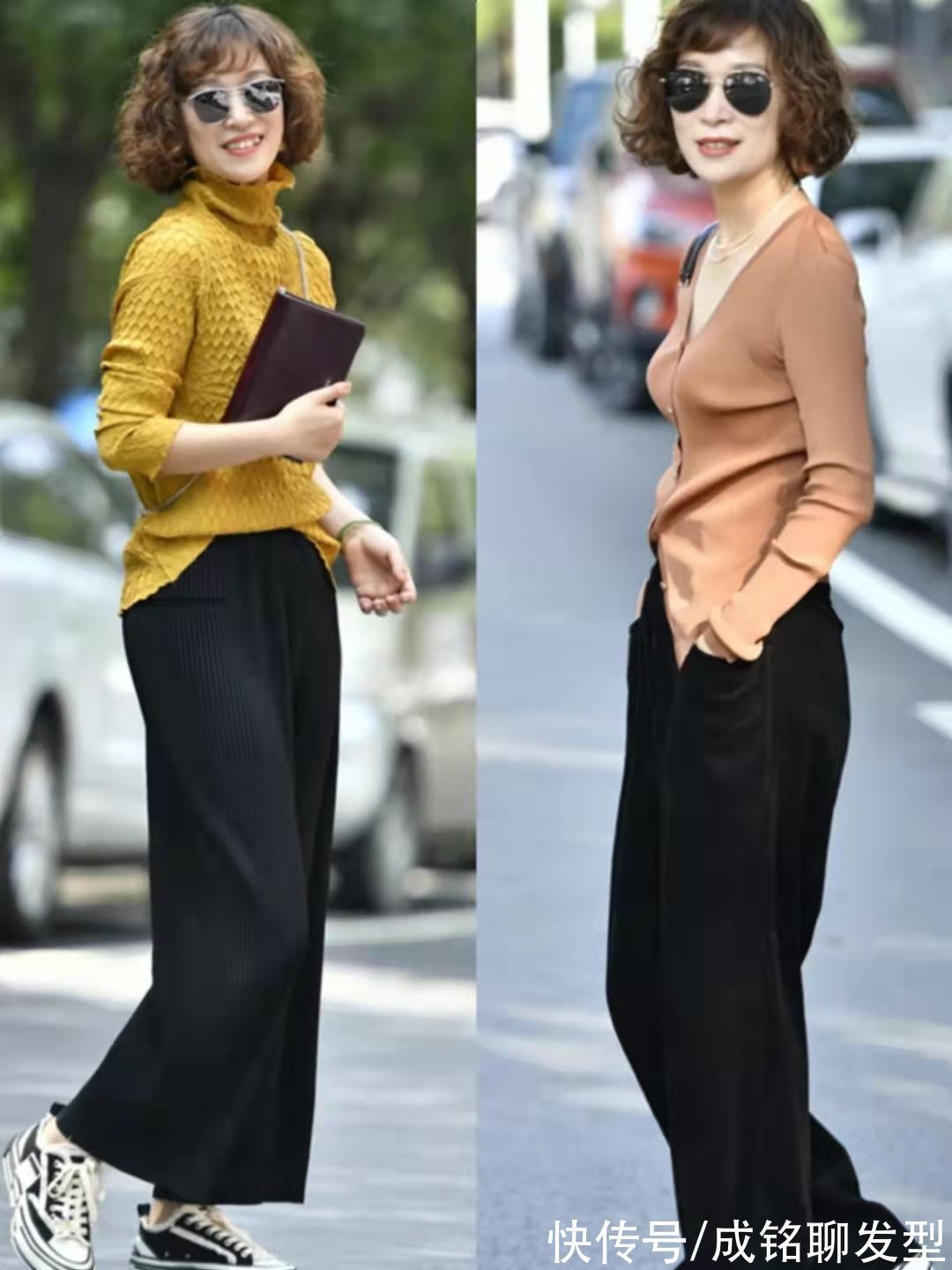 时髦 这才是50岁女人该有的装扮,洋气卷发配时髦穿搭,优雅大气又高级