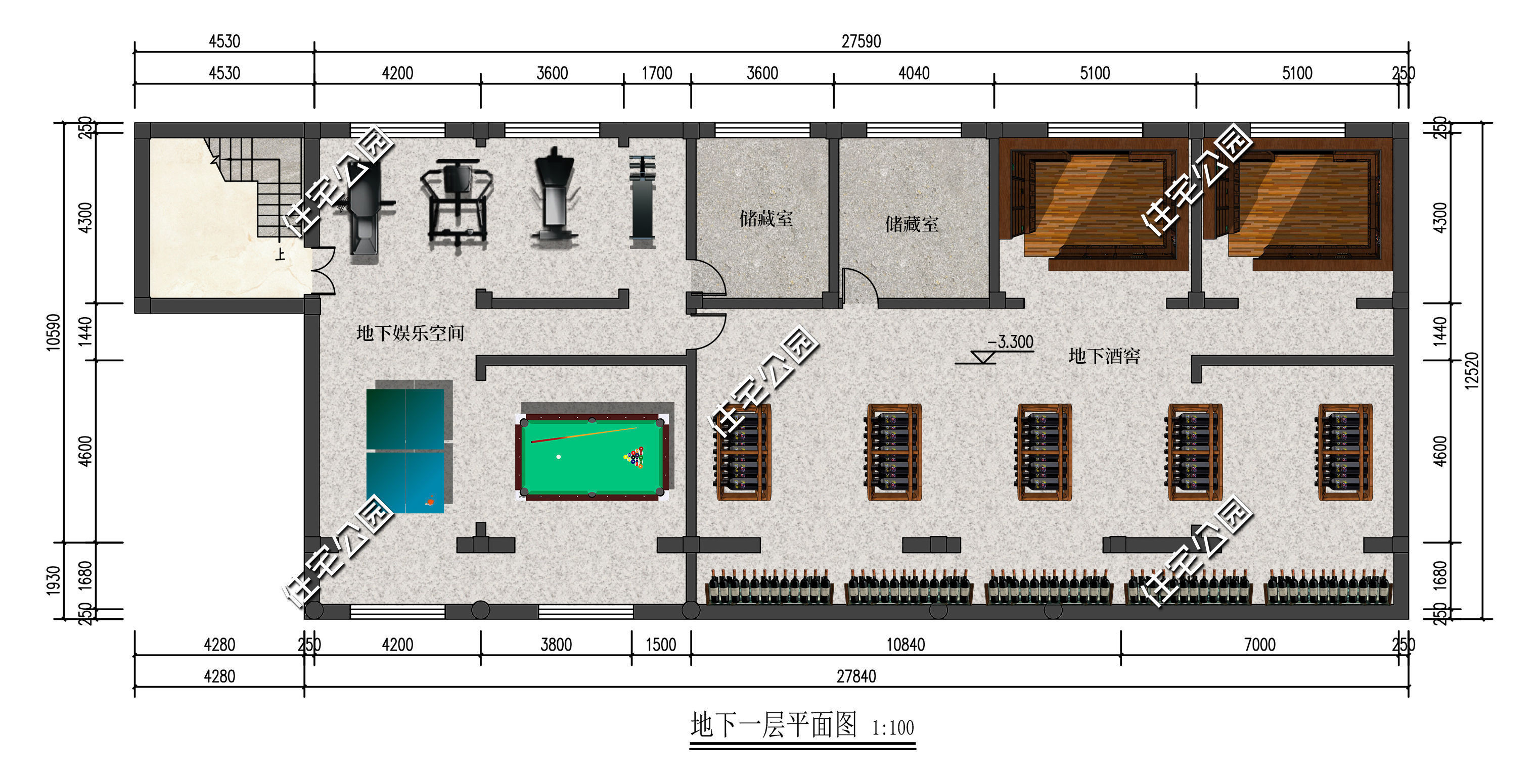 小院|12米大客厅+中堂+阳光房+地下室，32×24米一层中式小院大有内涵