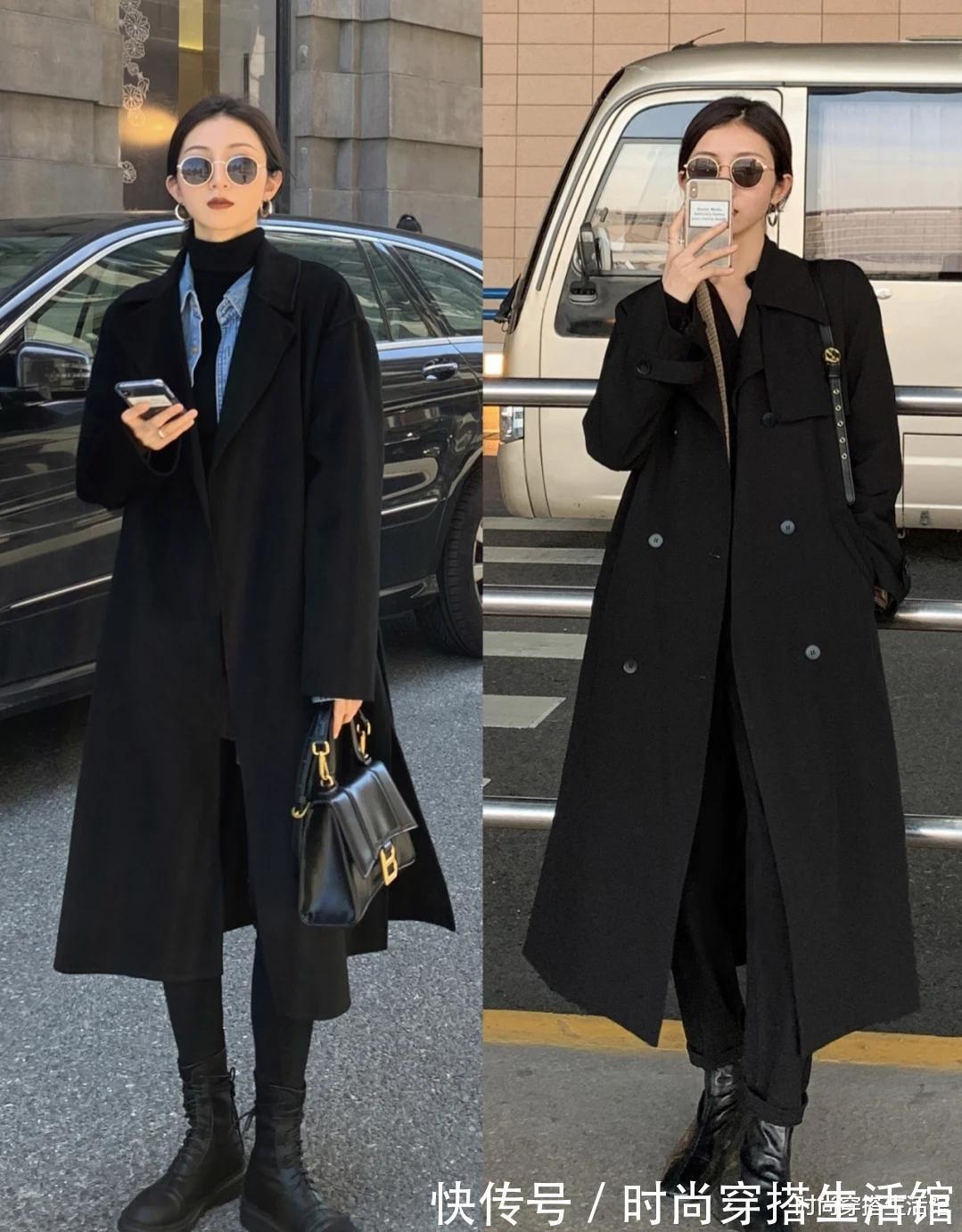 黑大衣|一件黑大衣=N种搭配,可盐可甜,又美又飒,冬天这样穿更美