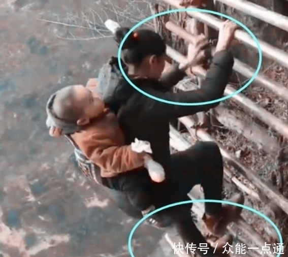宝宝|妈妈背宝宝走“天梯”回家,看到梯子后,网友:捏了一把汗