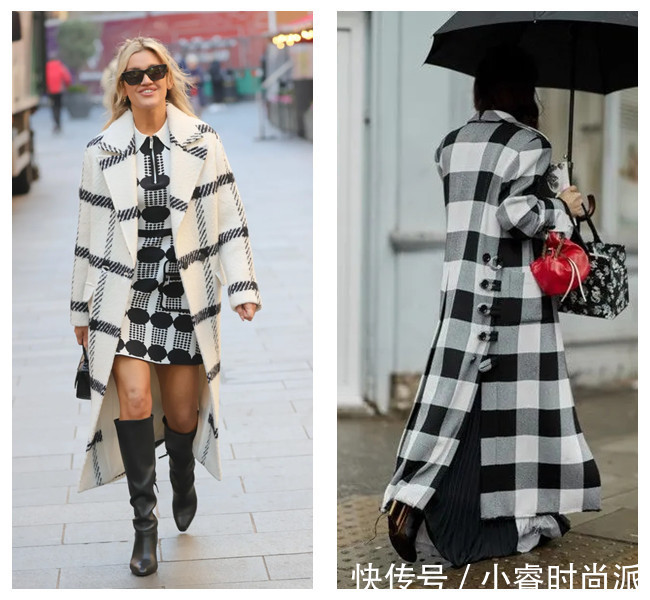 格纹 早春格纹大衣这样穿,不踩雷还很时尚