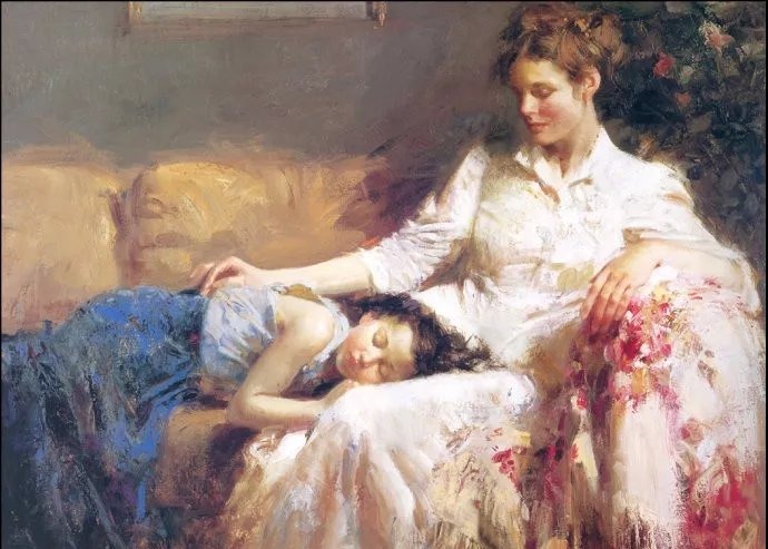 人物#皮诺德埃尼的油画人物，色彩斑斓，动静结合，光彩照人