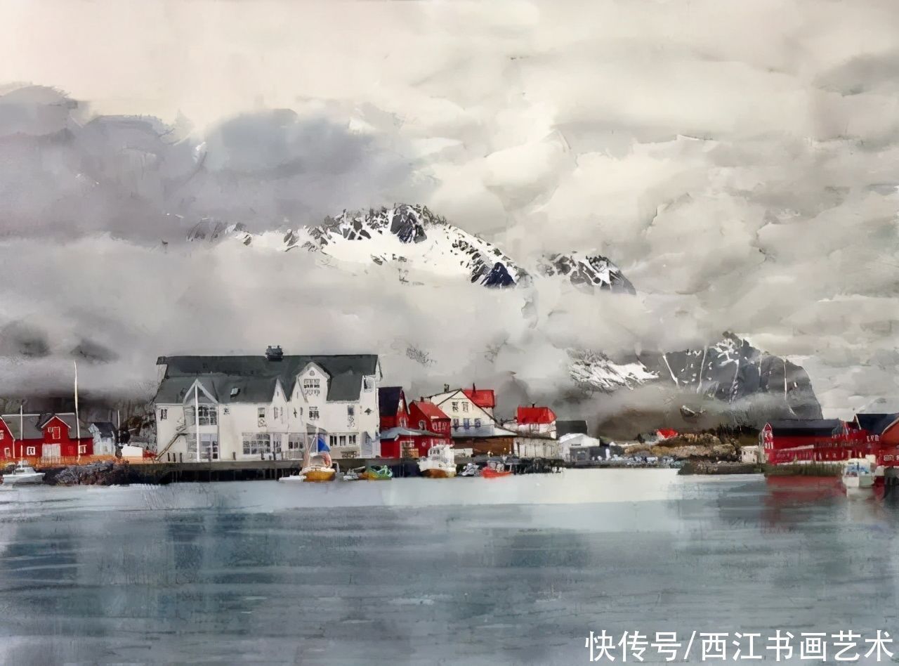 克拉科夫$这位瑞典水彩画家把海边的石头质感画得好极了