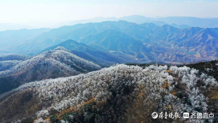 济南南山雨后奇观：九如山呈现大面积洁白雾凇