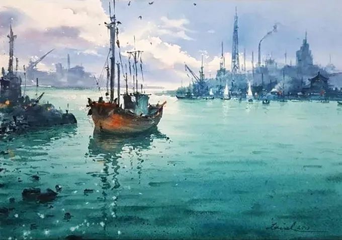 画面!极具美感的蓝绿水彩色调,如此画面,令人爱不舍手