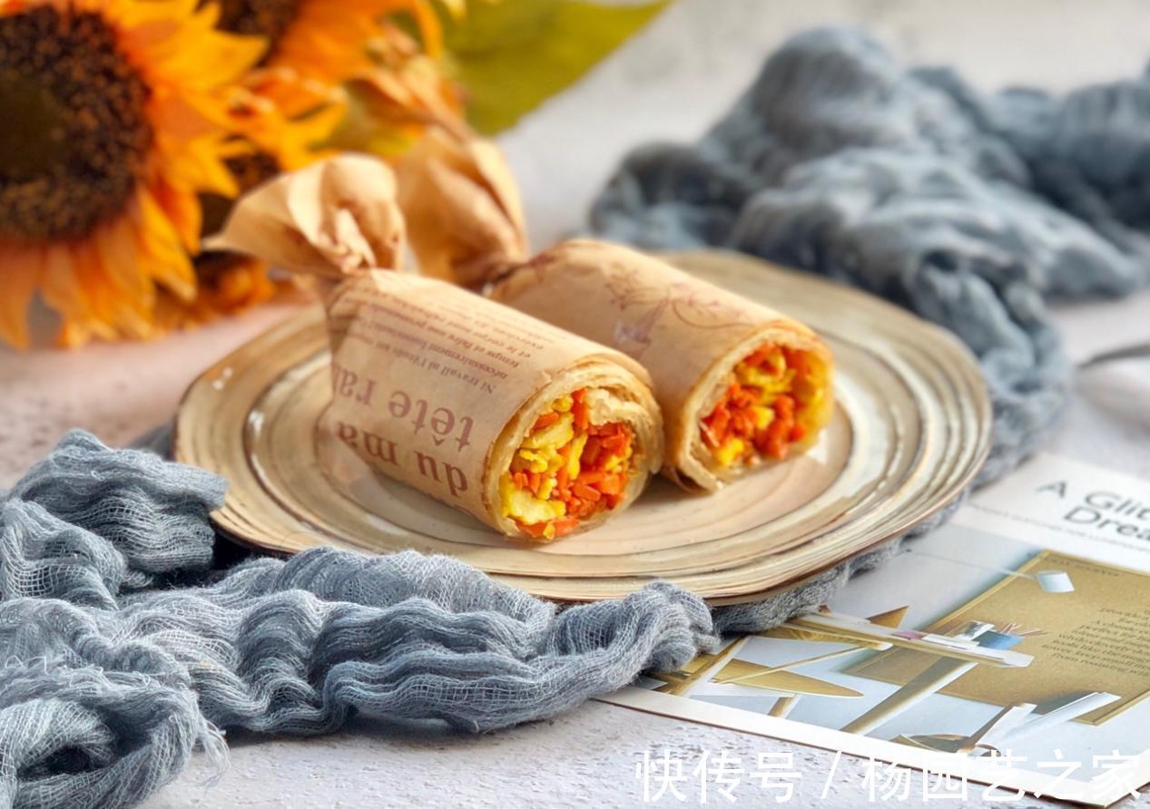 早餐|快手又好吃的胡萝卜卷饼,10分钟就做好,早餐的好选择