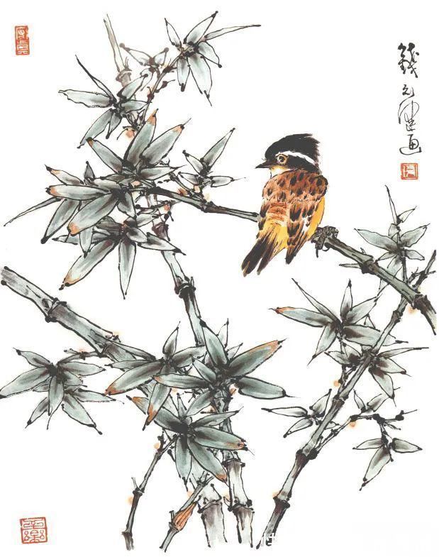 花鸟画@他的师父是海派小写意花鸟画第一人江寒汀,其作品自然也不差