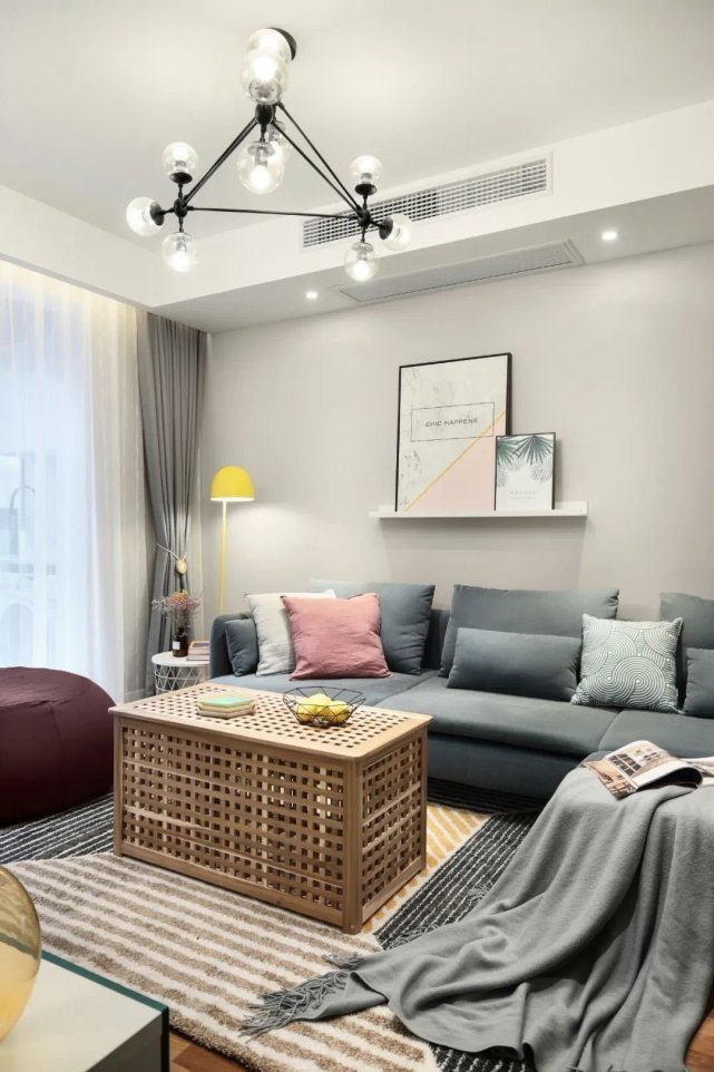 灰蓝色|85平简约风刚需小户型 ,这样布置温馨自然