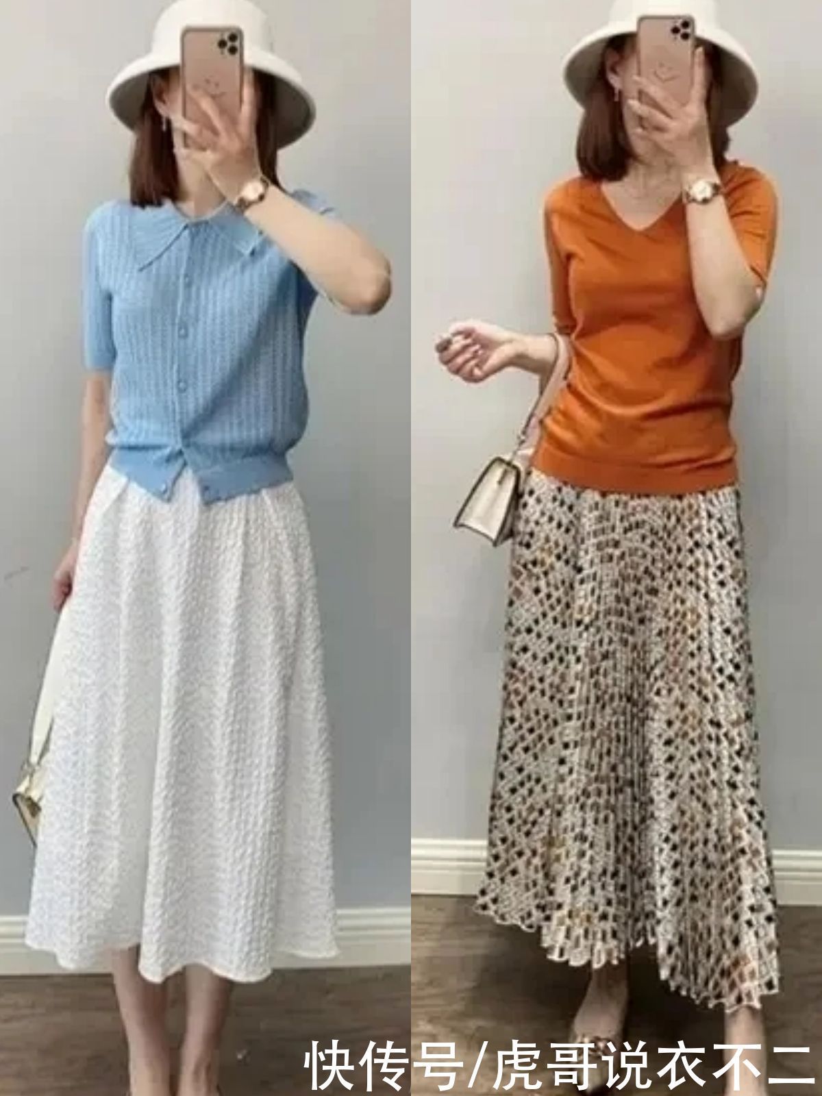 视觉效果|女人不管多大年纪,夏季穿“薄针织衫+半裙”,都会优雅到骨子里