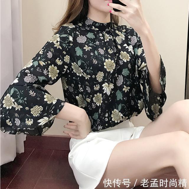 小清新|春季碎花雪纺衫,收腰显瘦,尽显女神气质