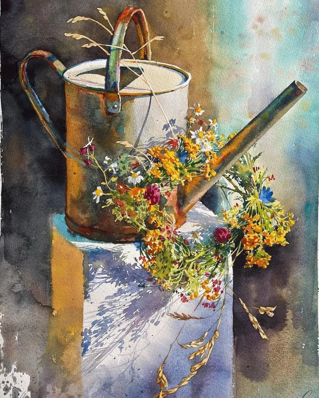 水彩@世界前100名的美女画家,作品深入人心,刚刚画完就被收藏