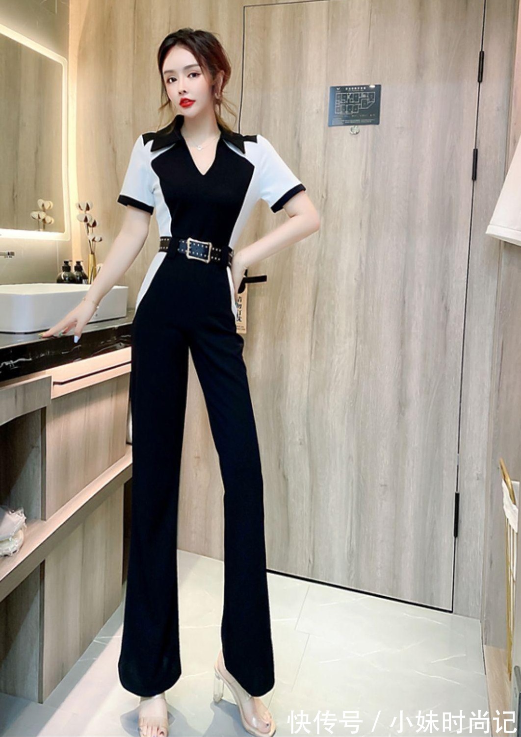 时尚|洋气女王,时尚阔腿御姐高腰连体裤