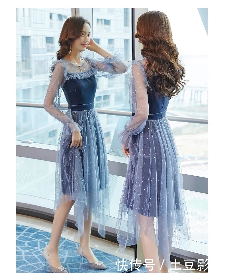 连衣裙:浪漫的网纱设计,走路时都自带性感的仙女气息