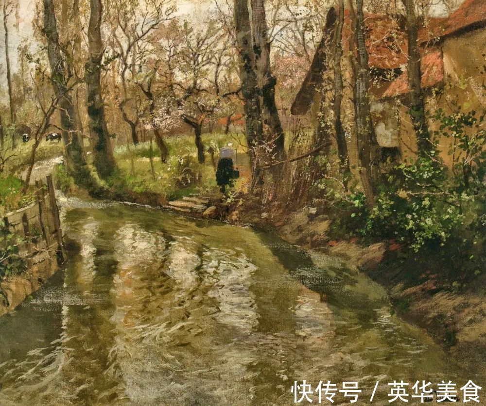 小溪|水与光的刻画,弗里茨的油画真是美妙至极