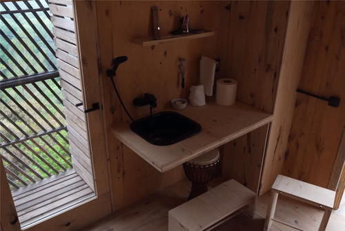 种菜|他用40棵松树,在荒山野林建起小屋,屋顶种菜生活自给自足