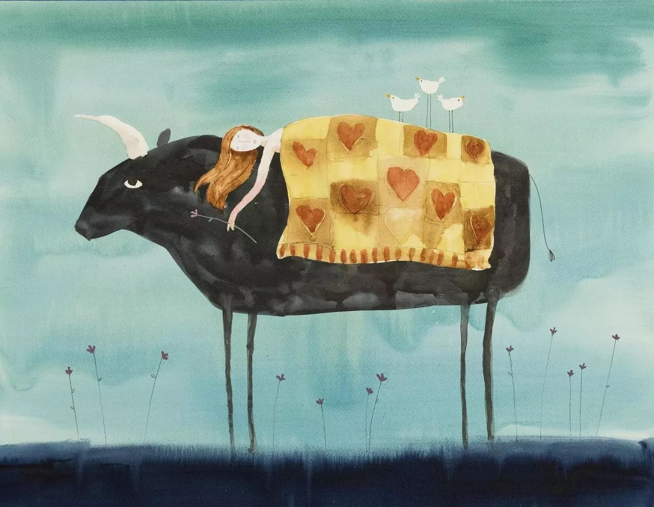 治愈插画$治愈插画:童年,像一个流丽繁复的梦